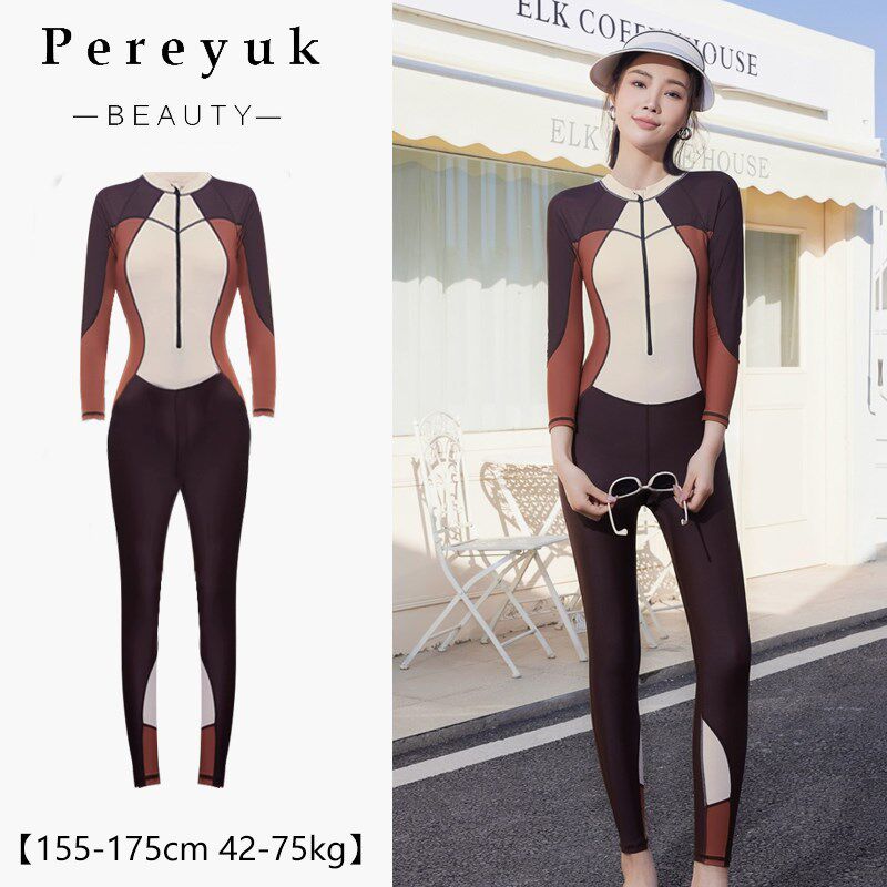 全身防晒大码长袖长裤q成人游泳衣女士水母服潜水服冲浪服连体泳