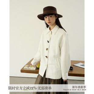 aww 私服·立裁版型·保暖·不规则纽扣百搭薄衬衫白色宽松衬衣女