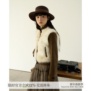 aww 焦糖蜜绒·毛毛拼接小立领短外套假两件拼接环保皮草外套女冬