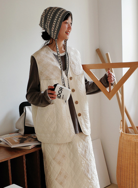 aww 本期必入·撞色拼接马甲V领格纹宽松日系马甲外套秋冬