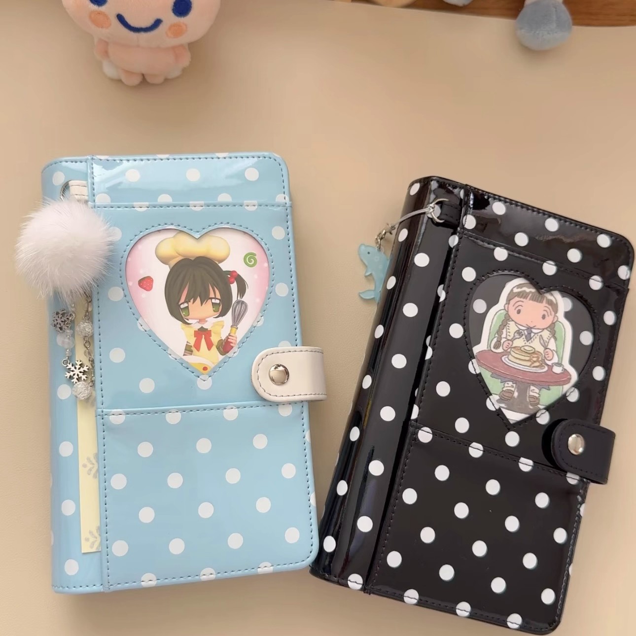 韩系爱心波点A6per活页手账本高