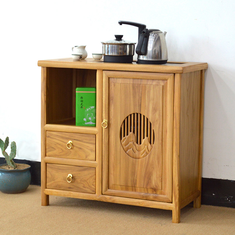 新中式茶水柜简约客厅实木t餐边柜榆木移动小茶台多功能置物架矮,商业/办公家具,办公茶水柜,淘宝优惠券,粉丝福利购,淘宝优惠卷