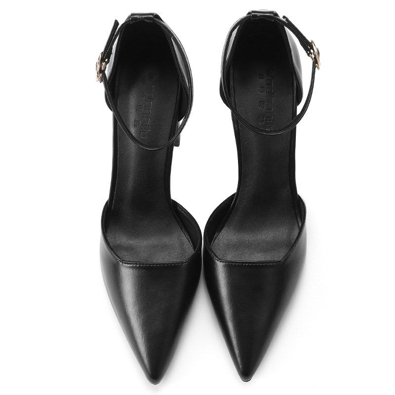 黑色高跟鞋女职h业粗跟一字扣带百搭软皮低跟工作鞋白色中空凉鞋,女鞋,时装凉鞋,淘宝优惠券,粉丝福利购,淘宝优惠卷