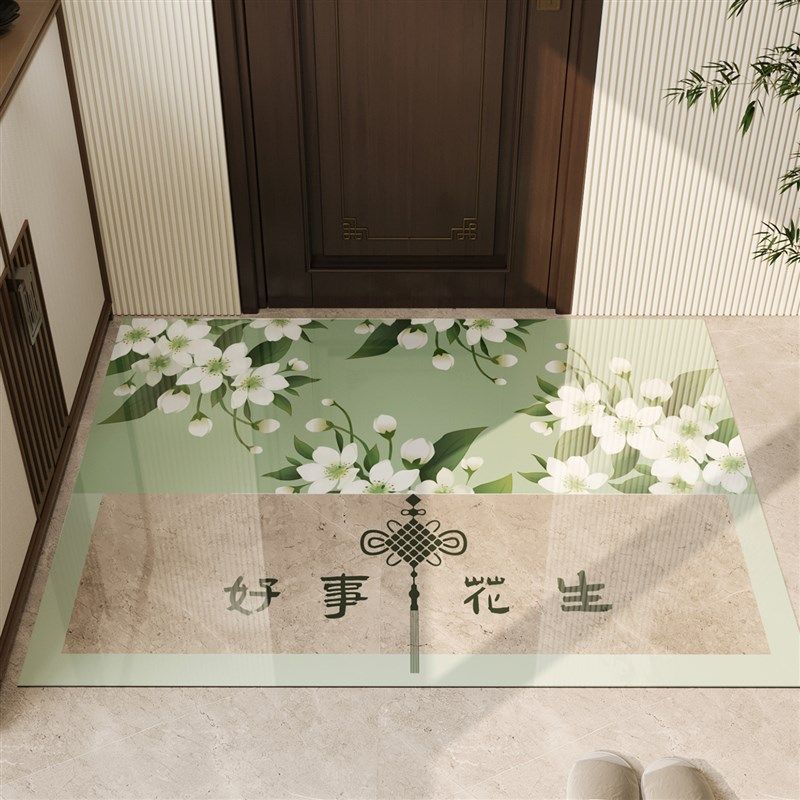 2025新款新中式入户p门地垫软玻璃透明门口防滑脚垫国风可裁剪地,居家布艺,入户地垫,淘宝优惠券,粉丝福利购,淘宝优惠卷