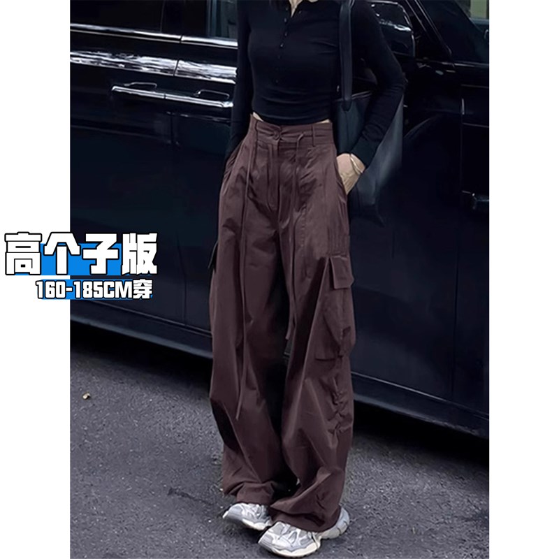 美式工装裤女夏季薄款2025w新款酷飒风加长版高个子垂感拖地阔腿