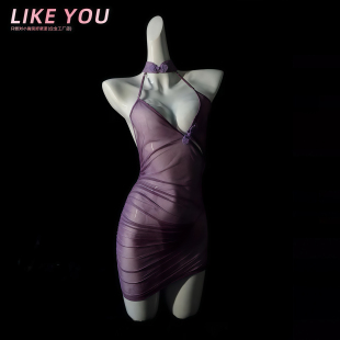 Like 御姐旗袍内衣女qqny诱惑气质纯欲 You小胸紫色性感睡裙新中式