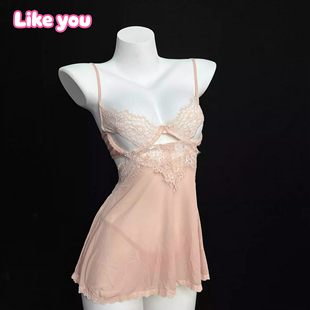 Like You性感睡衣女款qqny纯欲风网纱吊带睡裙带钢圈大胸聚拢内衣