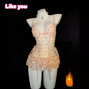 纯欲蕾丝钢圈qqny女 睡裙胸罩法式 Like You性感内衣女小胸聚拢薄款