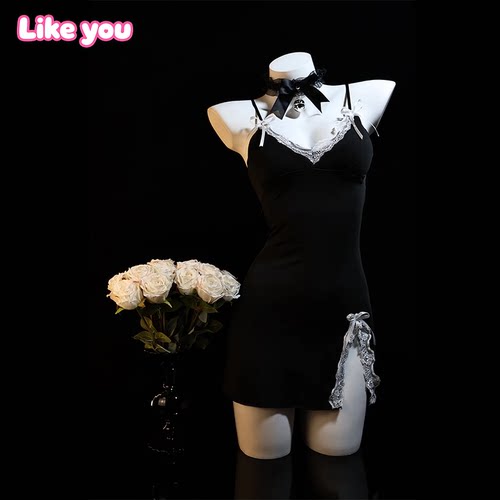 Like You性感睡衣女款带胸垫夏季冰丝薄款纯欲蕾丝高级感吊带睡裙