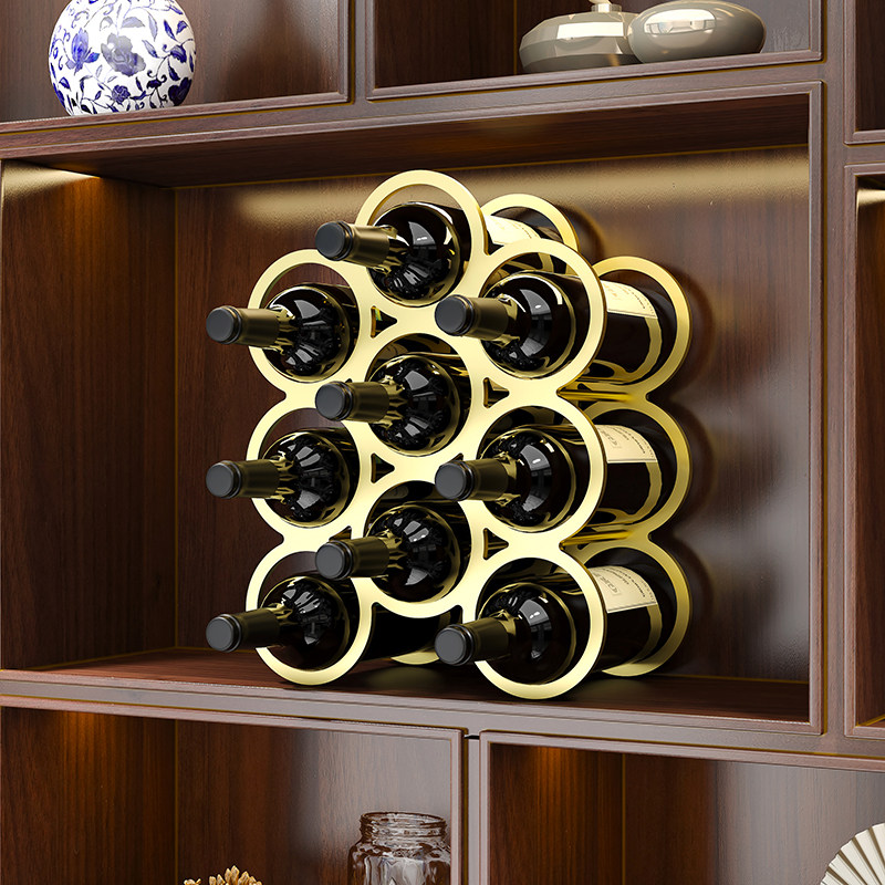 红酒架摆件轻奢高档酒吧桌面吧台酒柜铁艺金属托家用高级感置物架