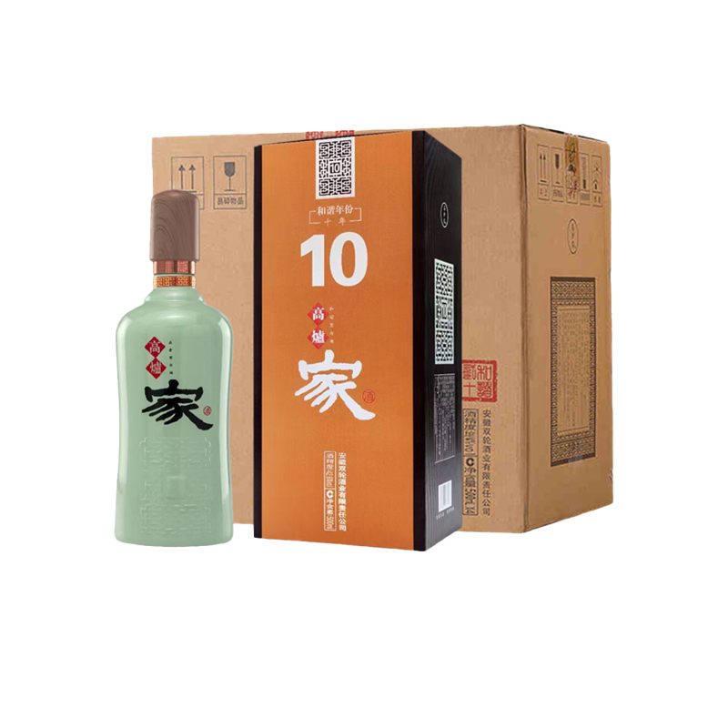高炉家和谐10年青10年纯粮固态发酵浓香型高度白酒整箱安徽名酒