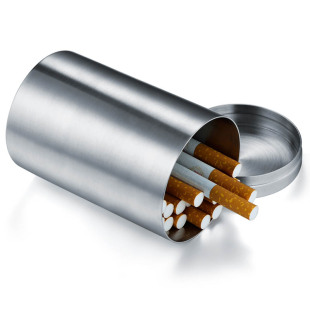 不锈钢烟灰缸家用客厅防烟味创意车载车用防飞灰带有盖烟桶50支装