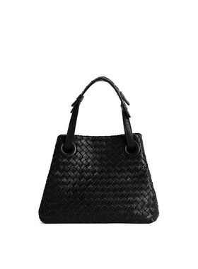 【亚楠】手工羊皮编织tote双桥托特包  9035黑色