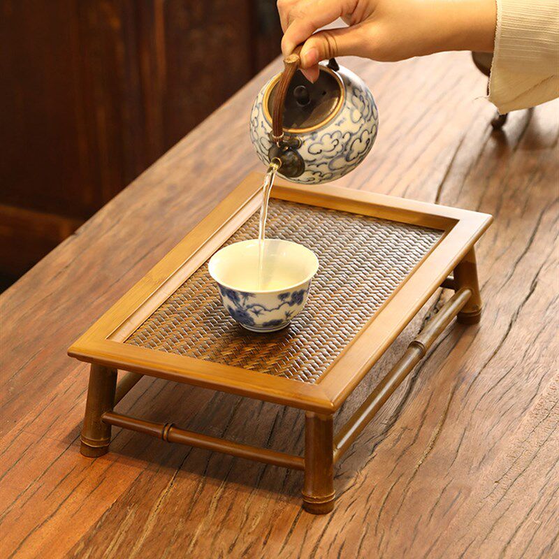 竹制小茶桌 中式榻榻米矮桌炕桌飘窗桌茶台茶盘茶道零配供奉桌盆