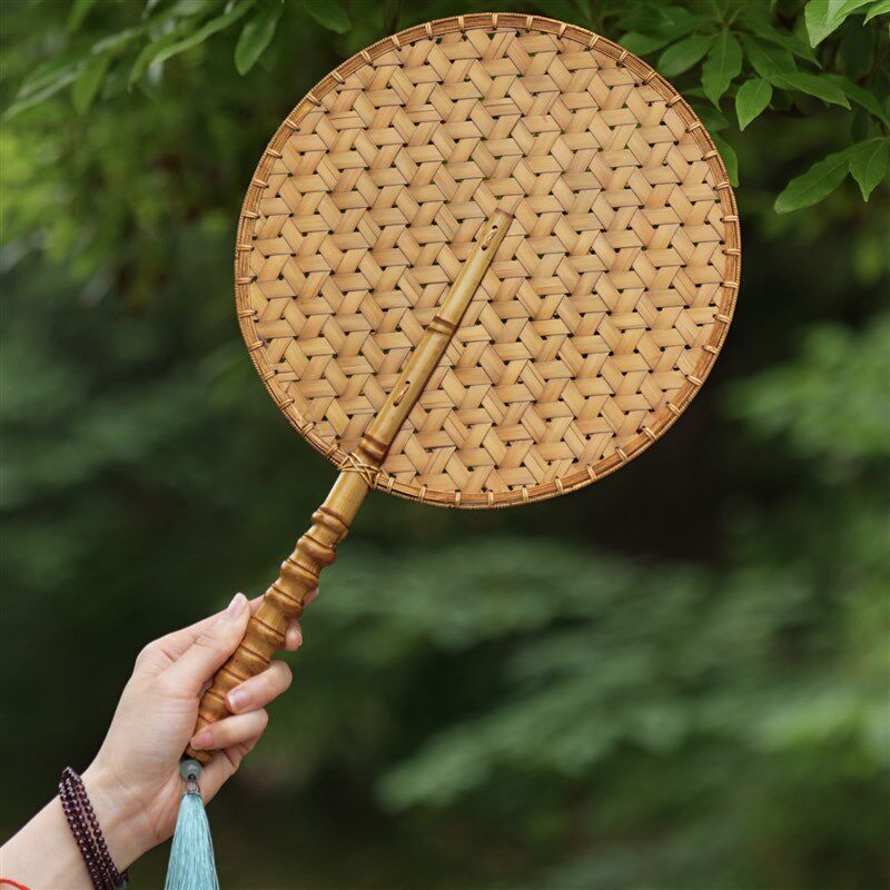 古风竹编扇子中式复古大漆腰扇团扇竹制加厚蒲扇古风复刻青蓖扇