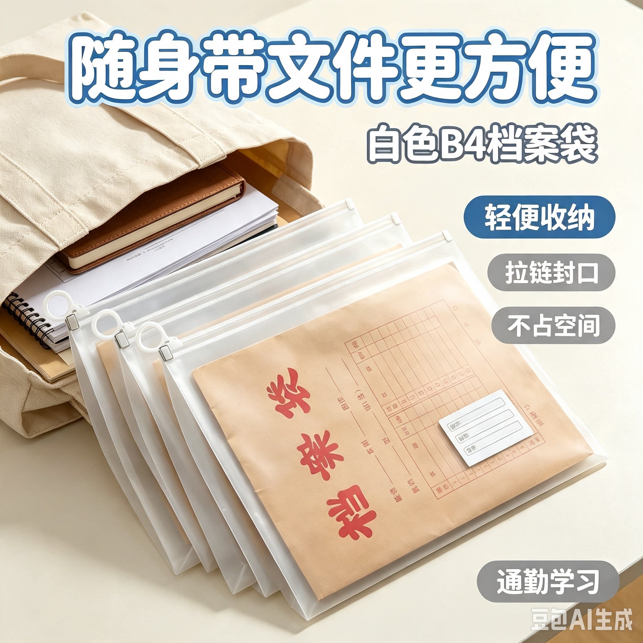 B4加大透明防水拉边文件袋