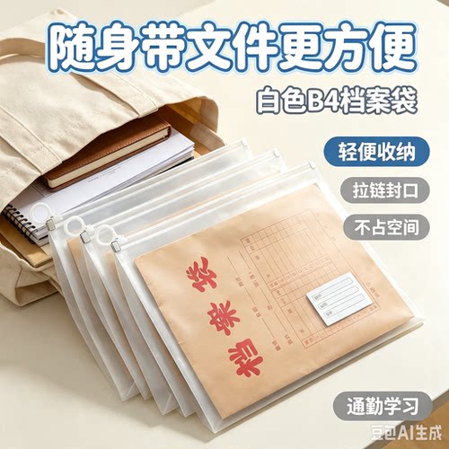 B4加大透明防水拉边文件袋
