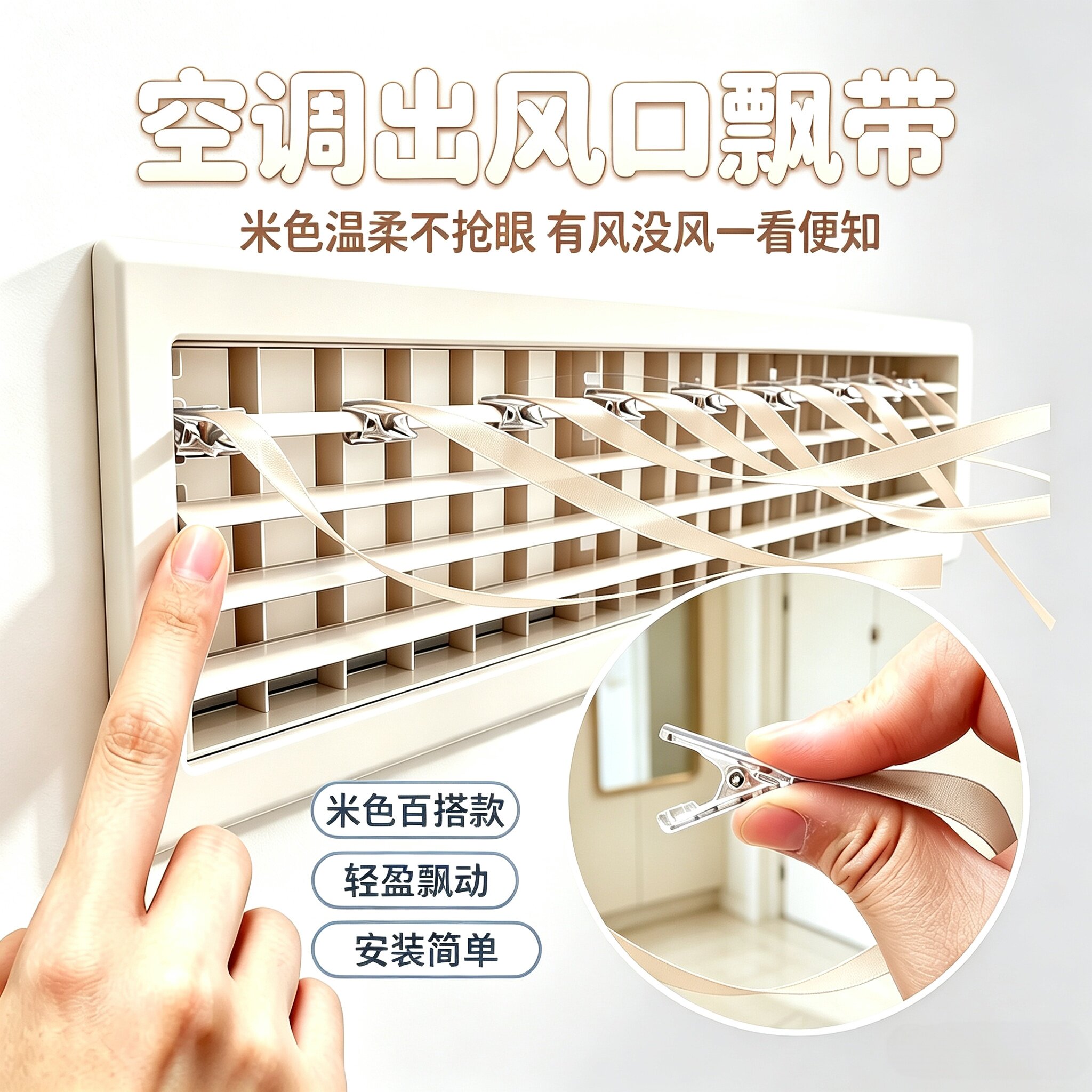 中央空调出风口米色丝带乔迁新婚