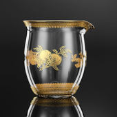 禾器琦彩联名款 错金银三多如意温悦茶海石榴景德镇手绘高档公道杯