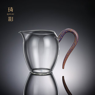 禾器揽遇珐琅彩扒花金地萱草纹怡然茶海公道杯高档玻璃高端分茶器