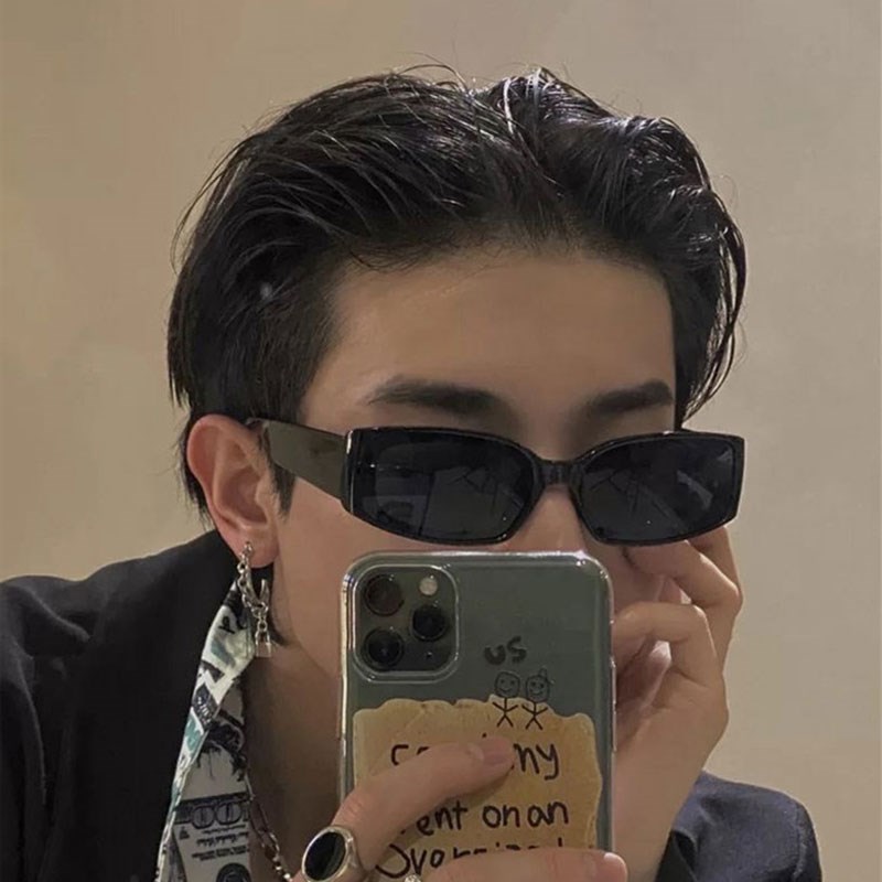 西海岸长方形墨镜男款痞帅小框嘻哈酒吧蹦迪音乐节太阳眼镜拍照女