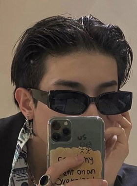 西海岸长方形墨镜男款痞帅小框嘻哈酒吧蹦迪音乐节太阳眼镜拍照女