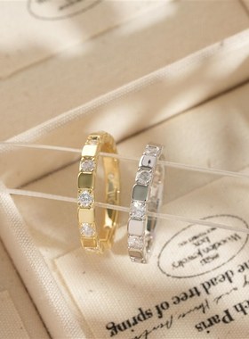 因缺斯汀【闪耀方糖】金色方糖戒指女小众设计开口戒时尚气质