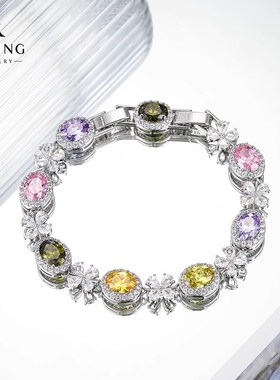 小如四叶花典雅高贵紫时尚轻奢微镶人造石手錬手表扣