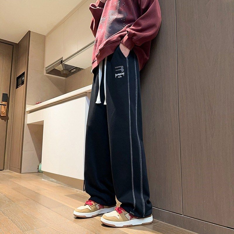 水洗休闲长裤子男春秋季新款运动青少年初中学生大童直筒裤男装潮