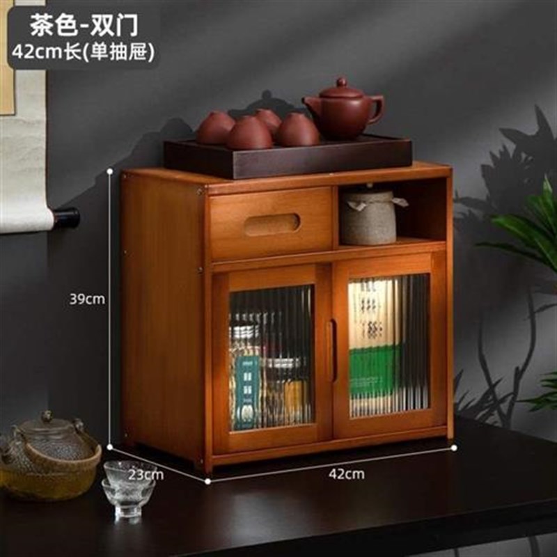 家用小功夫几实木茶桌边茶叶茶盘柜子边柜茶具置物架茶台台面茶水