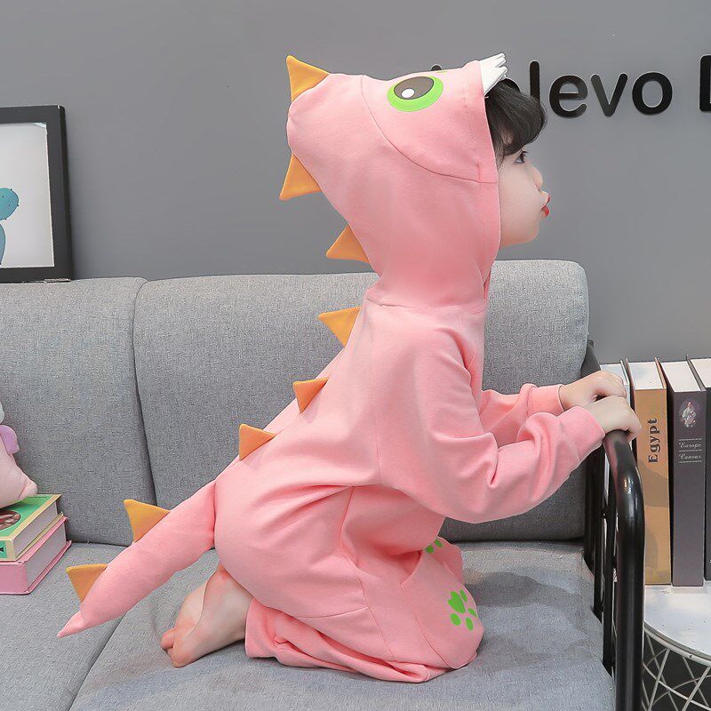 女童春秋连帽睡衣女宝可爱卡通长袖爬服儿童秋季防着凉家居服睡袋