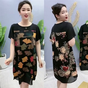 妈妈夏天连衣裙女2023年的新款女装中老年台湾纱高级感直筒裙子潮