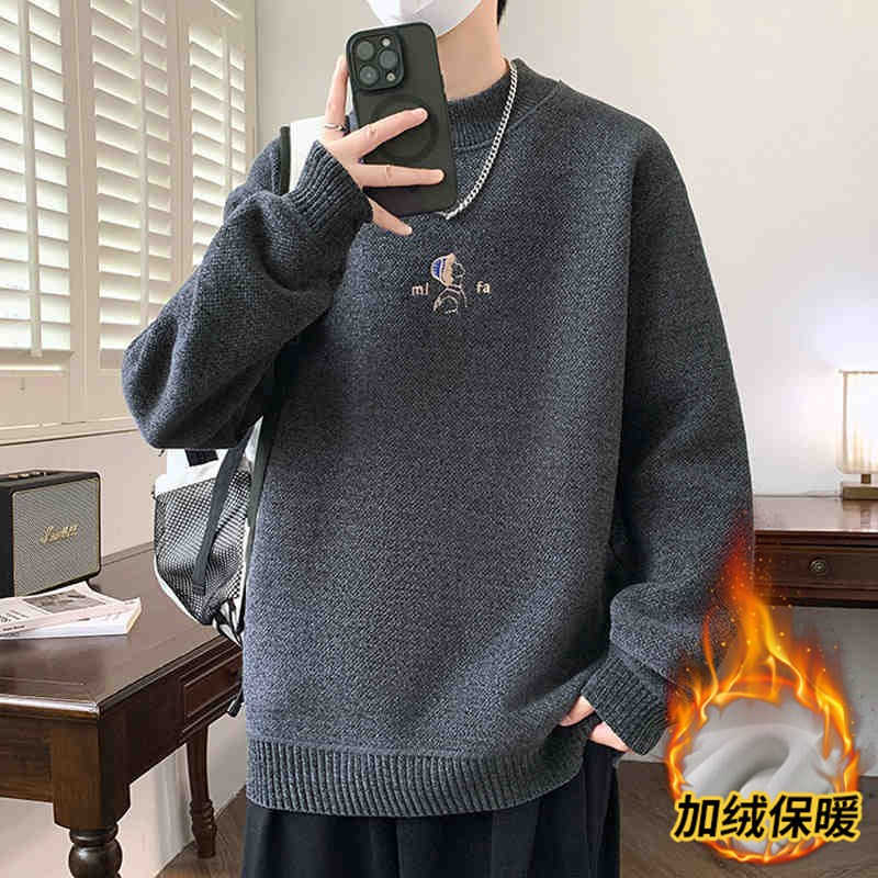 半高领毛衣男孩秋冬季新款加厚潮初高中学生青少年大童打底针织衫