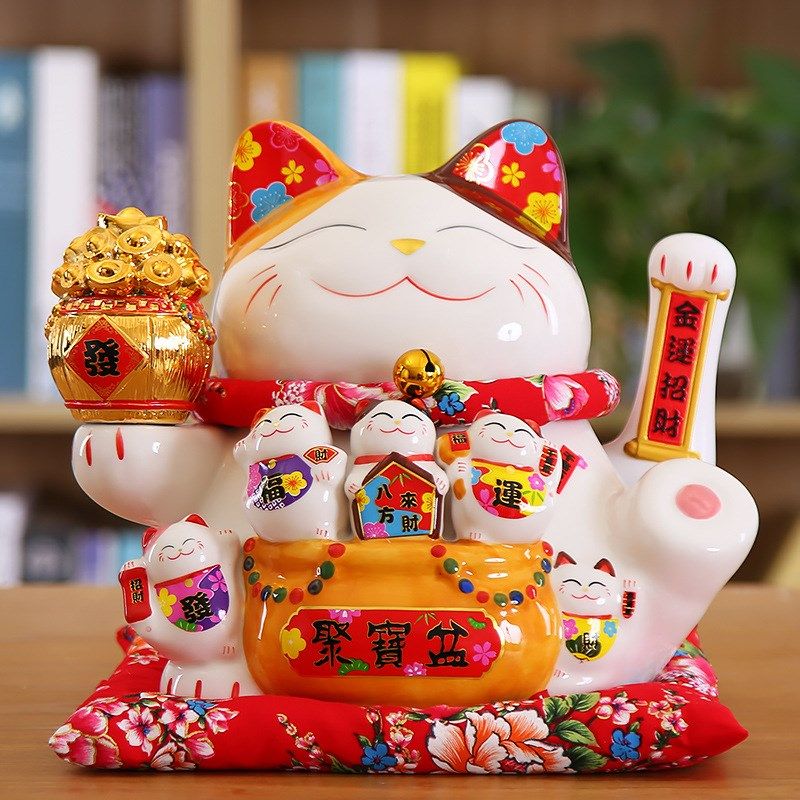 自动摇手招财猫摆件开业大号生意兴隆店铺前台家用招手发财猫礼品