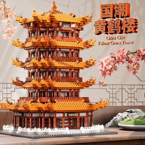 蛇年积木2025黄鹤楼益智拼装建筑玩具男孩天安门生日礼物苏州园林