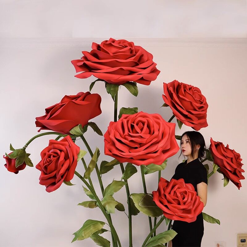 七夕巨型立体玫瑰纸花艺婚礼大玫瑰道具美陈摆件网红橱窗布置装饰