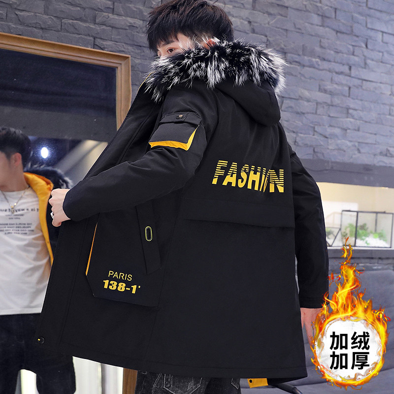冬季外套棉衣男韩版中长款冬装加绒加厚2022新款羽绒棉服袄男潮流