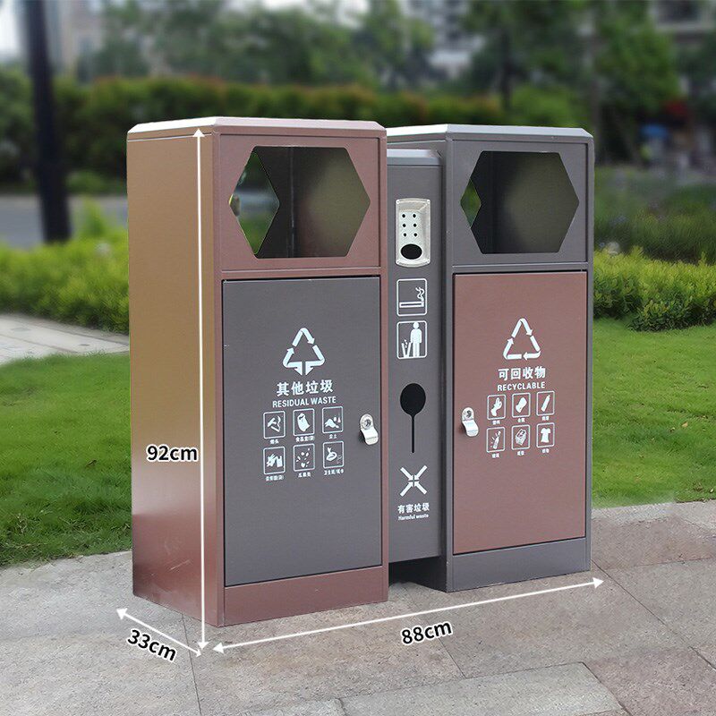 户外垃圾桶不锈钢分类果皮箱景区公园街道室外分类双桶高档垃圾箱