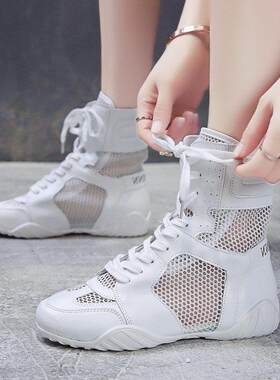 网红高帮凉靴女夏季透气2023新款瘦瘦J马丁靴网纱长靴镂空短靴凉