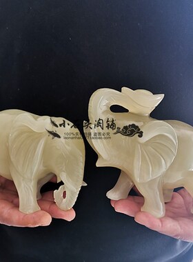 天然白玉大象手工动物桌面摆件现代家居客厅玄关酒柜简约朋友送礼