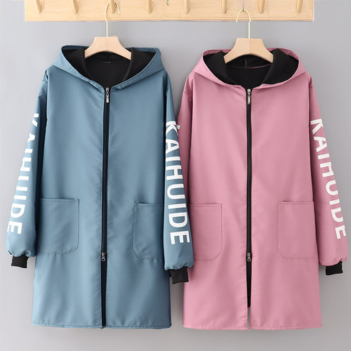 秋冬加绒罩衣长袖工作服上班围裙女时尚保暖拉链正穿衣男防水定制