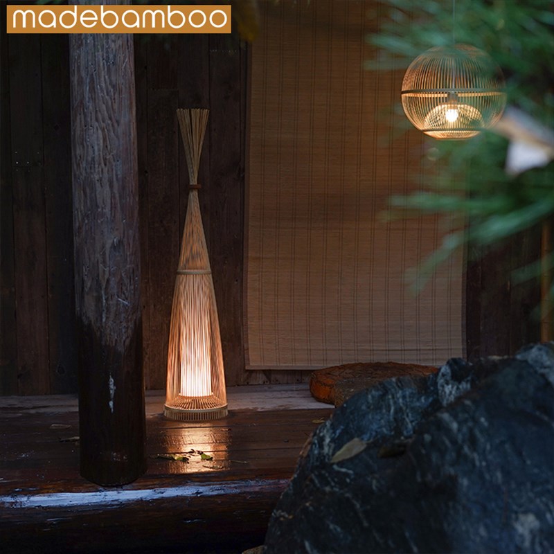 若谷十b竹家 侘寂风落地灯 中式日式客厅古风禅意地灯 卧室竹编