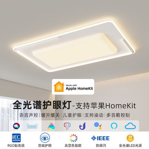 客厅灯简约现代大气客厅吸顶灯大灯奶油风全光谱护眼灯长方形灯具