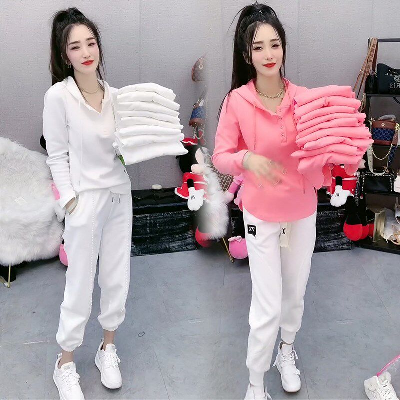 2023春秋新款韩版糖果色t恤女洋气连帽半开领减龄显瘦遮肉打底衫