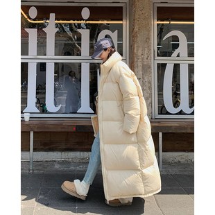 白鹅绒长款羽绒服女款冬季2024新款超长过膝到脚踝云朵泡芙大被子