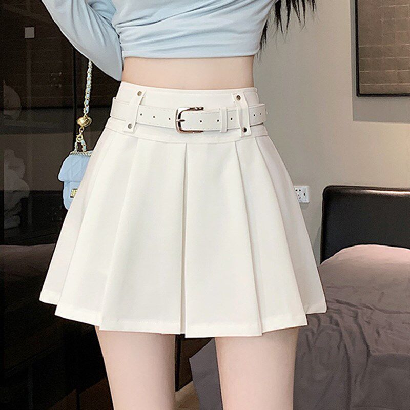 白色半身裙女春夏百褶裙2024新B款收腰又甜又辣裙子a字西装裙短裙