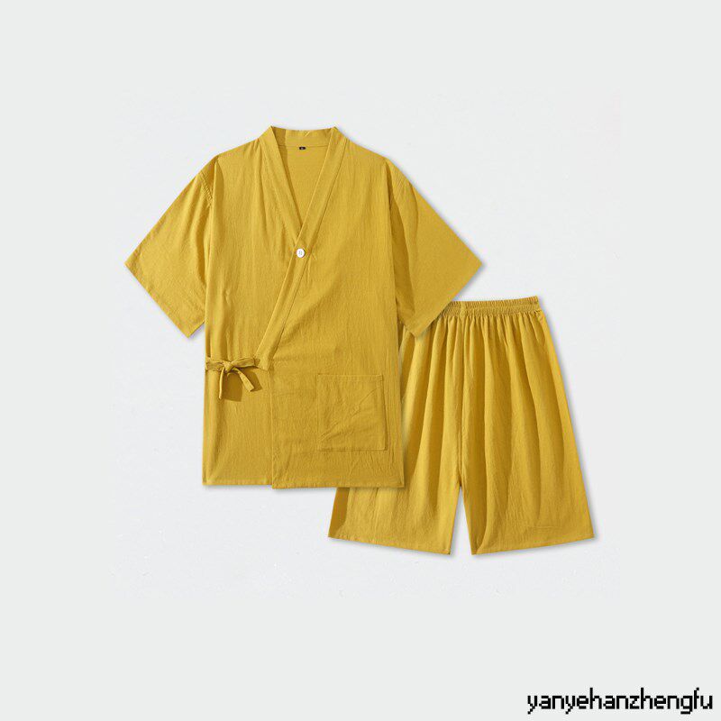 2025新款汗蒸服女款纯棉日式开衫系带居家睡N衣情侣男桑拿服洗浴