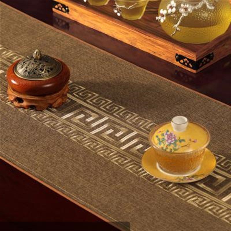桌旗中式新中式禅意茶席防水茶桌条布垫布高档餐边柜盖布茶旗茶巾