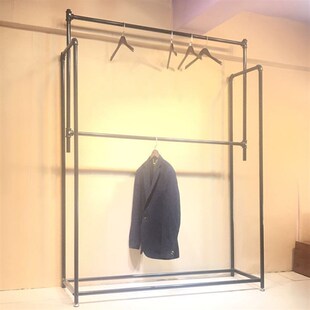 铁艺高档挂衣架双层架男女装货架展示落J地挂衣服架子简约婚纱礼