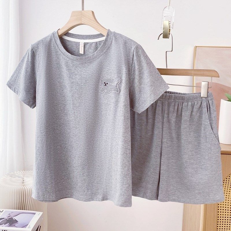 2024新款睡衣女夏季纯棉短袖薄款韩版可J爱卡通休闲运动家居服套